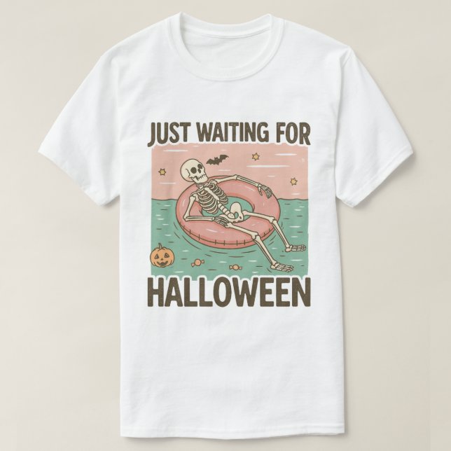 Just Waiting for Halloween, Spooky Summer Vibes T-Shirt (Design Front)