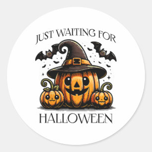 Just Waiting For Halloween Summer Spooky Pumpkin Classic Round Sticker