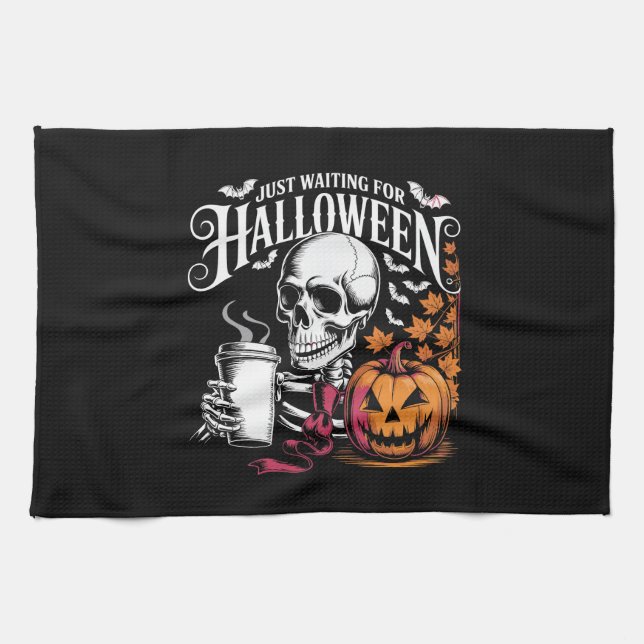 Just Waiting For Halloween Tea Towel (Horizontal)