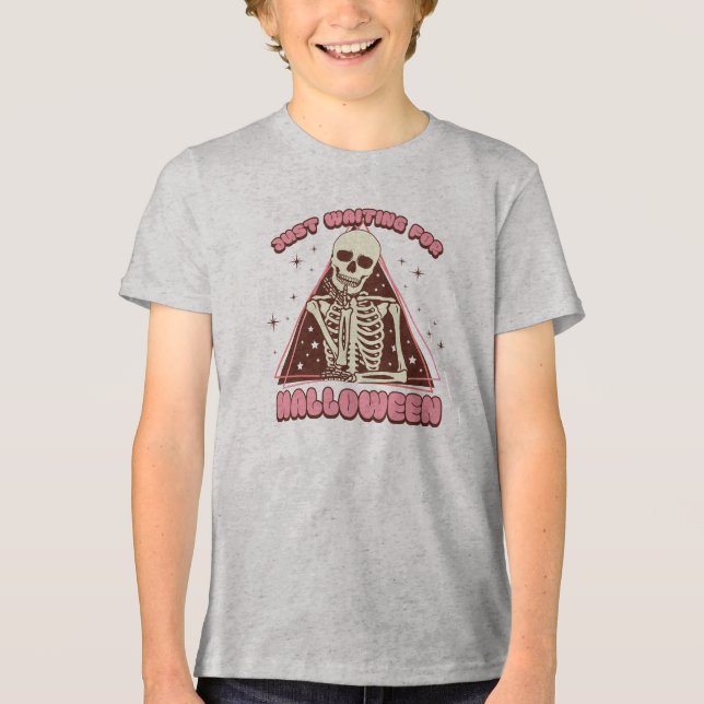 Just Waiting for Halloween Tri-Blend Shirt (Front)