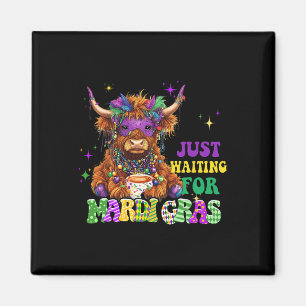 Just Waiting For Mardi Gras Cow Bead Mardi Gras  Magnet