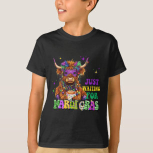 Just Waiting For Mardi Gras Cow Bead Mardi Gras  T-Shirt