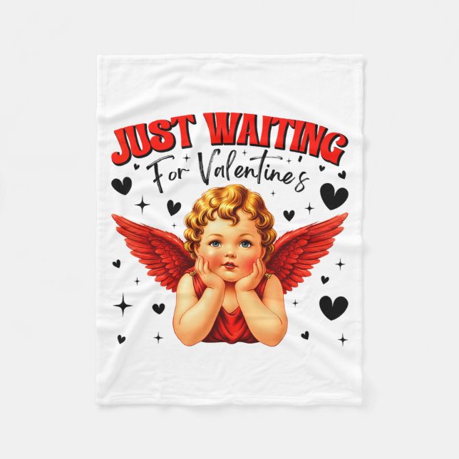 Just Waiting For Valentines Day Baby Cud Cute Vale Fleece Blanket (Front)