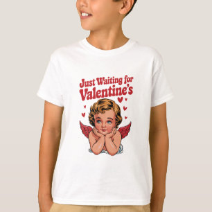 Just Waiting For Valentine's Retro Baby Cupid Love T-Shirt