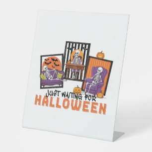 Just Waiting Halloween Fall Vibes Pedestal Sign