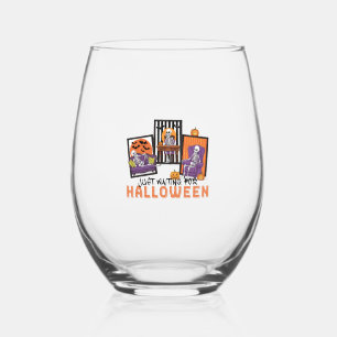 Just Waiting Halloween Fall Vibes Stemless Wine Glass