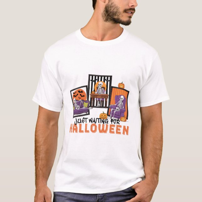 Just Waiting Halloween Fall Vibes T-Shirt (Front)