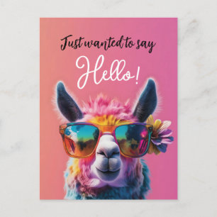 Just wanted to say Hello colorful Llama design Postcard