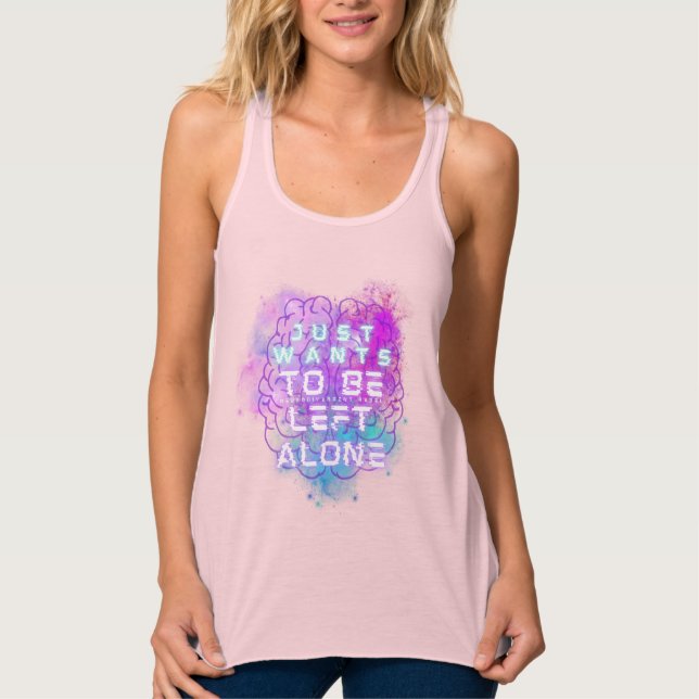 Just Wants to Be Left Alone Autistic Pride T-Shirt Singlet (Front)