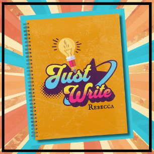 Just Write Cool Custom Name Retro Gift For Writers Notebook