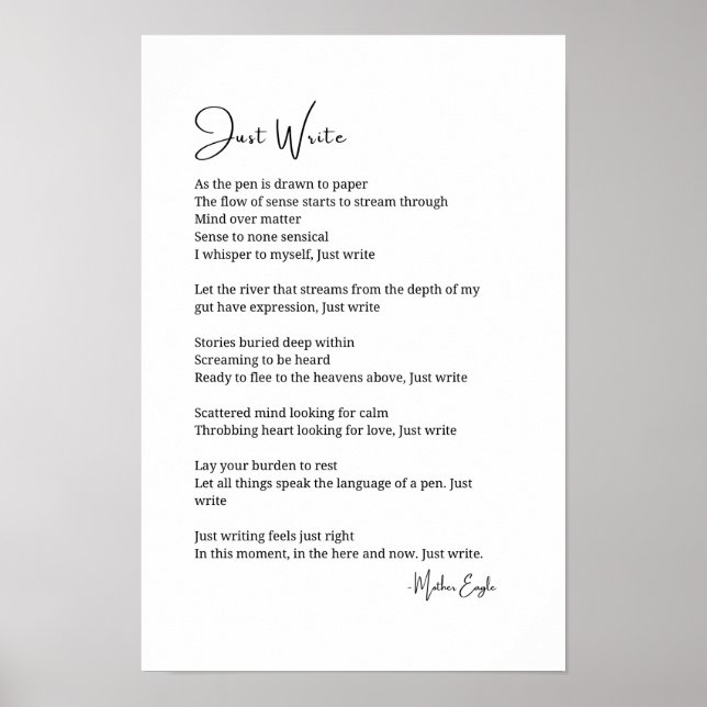  Just write inspirational poem poetry wall poster  (Front)