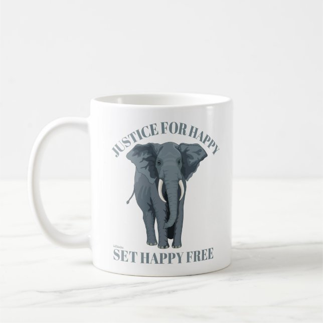JUSTCE FOR HAPPY, SET HAPPY FREE                   COFFEE MUG (Left)