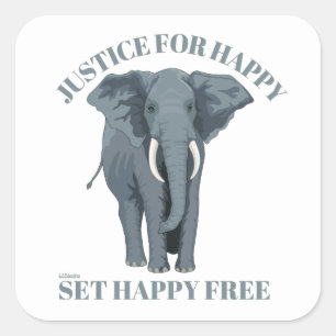 JUSTCE FOR HAPPY, SET HAPPY FREE SQUARE STICKER