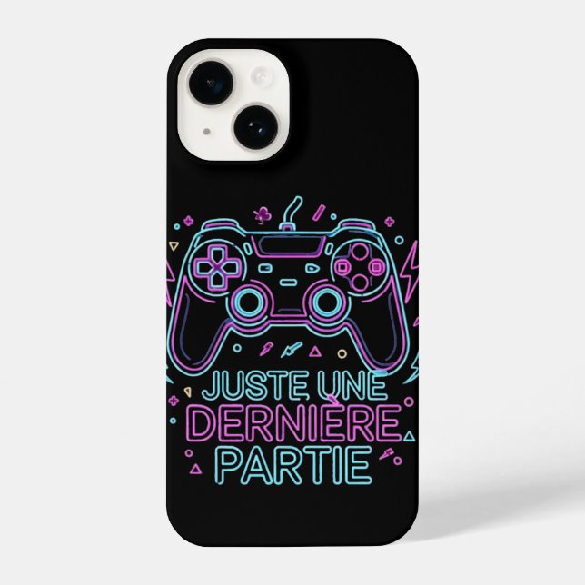 Juste Une Dernière Partie - Retro Neon black gamer iPhone Case (Back)