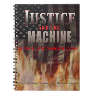 Justice and the Machine Poster on a handy Notebook
