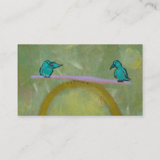 Justice birds delicate balance fun unique art business card