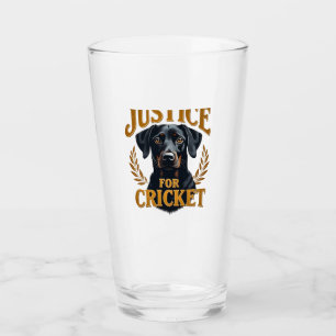 Justice For Cricket Vintage Dog Memorial Typograph Glass