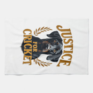 Justice For Cricket Vintage Dog Memorial Typograph Tea Towel