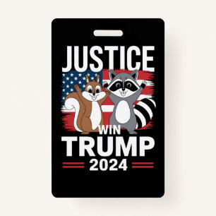 Justice For Peanut Win Trump 2024 ID Badge