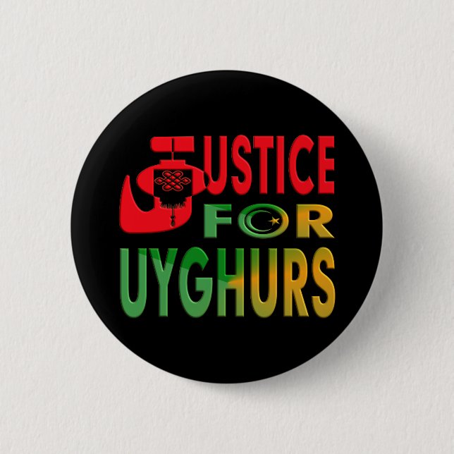 JUSTICE FOR UYGHURS 6 CM ROUND BADGE (Front)