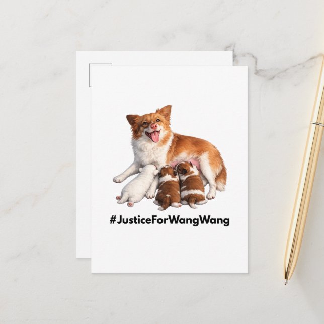 Justice for Wang Wang Postcard (Front/Back In Situ)