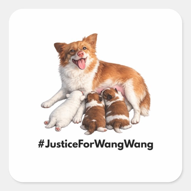 Justice for Wang Wang Square Sticker (Front)