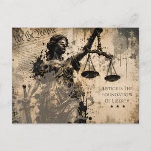 Justice Is The Foundation Of Liberty Lady Justice Holiday Postcard
