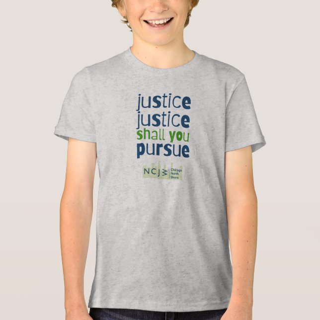 Justice, Justice Shall You Pursue Kid's T-Shirt Tri-Blend Shirt (Front)
