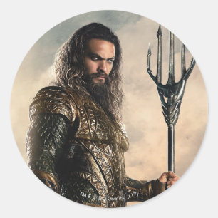 Justice League   Aquaman On Battlefield Classic Round Sticker