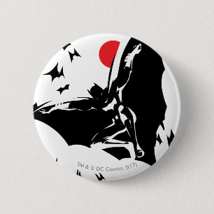 Justice League   Batman in Cloud of Bats Pop Art 6 Cm Round Badge