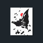 Justice League | Batman in Cloud of Bats Pop Art Canvas Print<br><div class="desc">Check out this noir style comic art of Justice League's Batman leaping through the air amongst a cloud of bats. This black and white pop art is offset by a bright red moon in the sky.</div>
