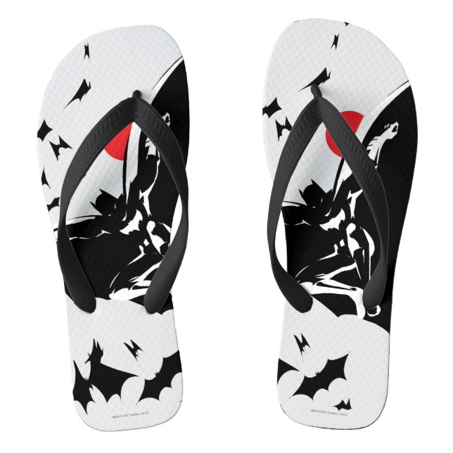 Justice League | Batman in Cloud of Bats Pop Art Jandals (Footbed)