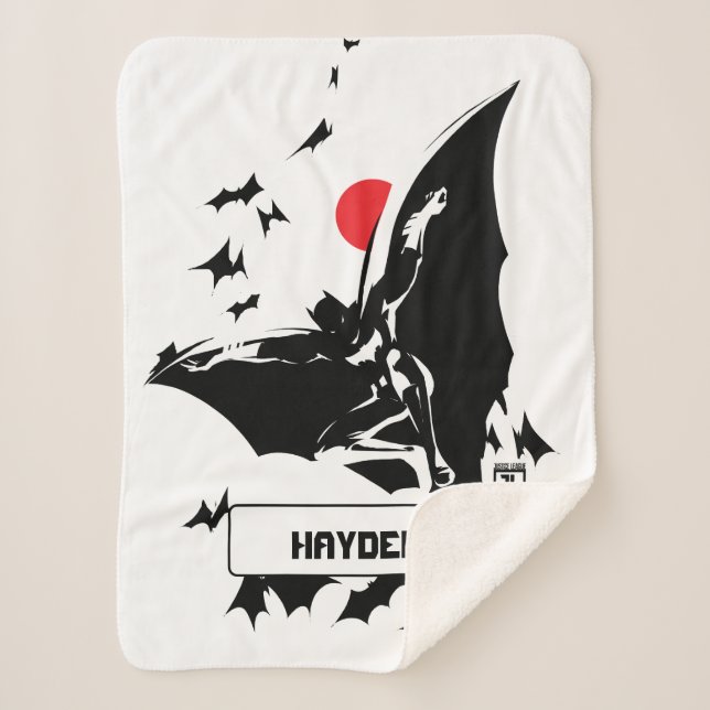 Justice League | Batman in Cloud of Bats Pop Art Sherpa Blanket (Front)
