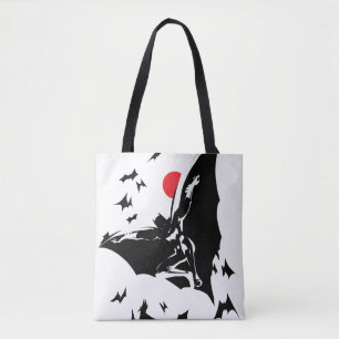 Justice League Batman in Cloud of Bats Pop Art Tote Bag