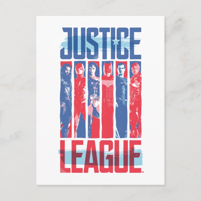 Justice League | Blue & Red Group Pop Art Postcard (Front)