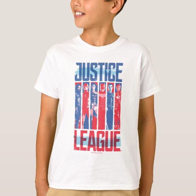 Justice League | Blue & Red Group Pop Art T-Shirt (Front)