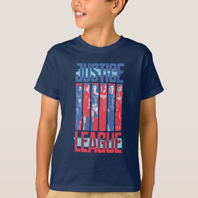 Justice League | Blue & Red Group Pop Art T-Shirt (Front)