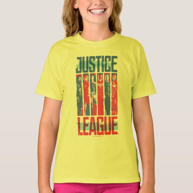 Justice League | Blue & Red Group Pop Art T-Shirt (Front)