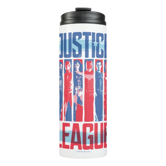Justice League | Blue & Red Group Pop Art Thermal Tumbler (Front)
