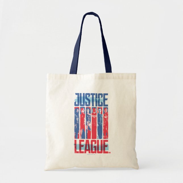 Justice League | Blue & Red Group Pop Art Tote Bag (Front)