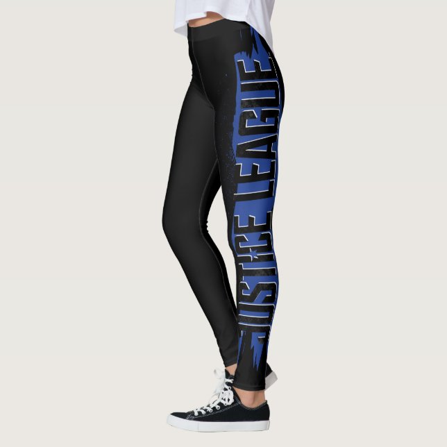 Justice League | Blue Stroke Justice League Logo Leggings (Left)