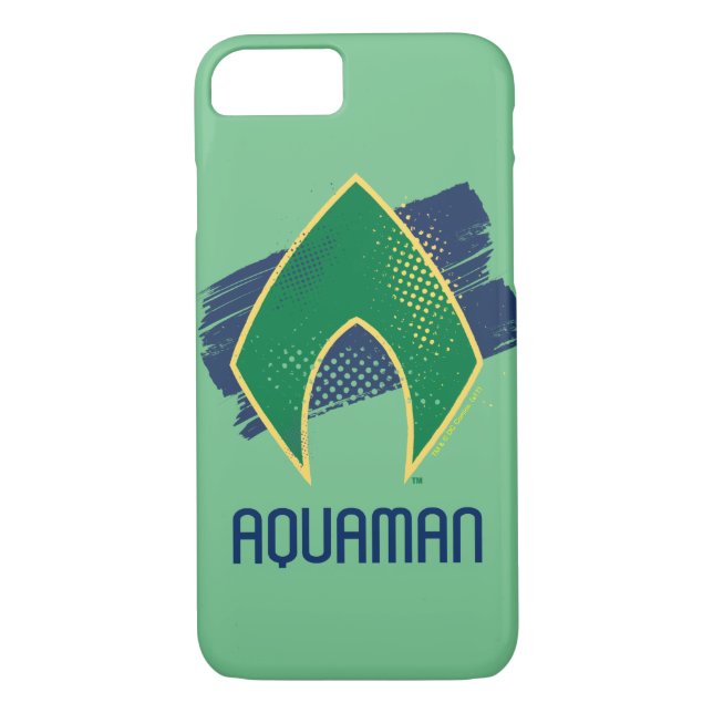 Justice League | Brush & Halftone Aquaman Symbol Case-Mate iPhone Case (Back)