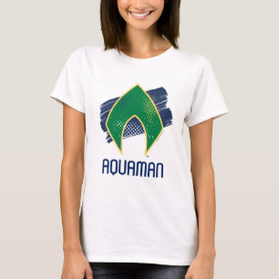 Justice League Brush & Halftone Aquaman Symbol T-Shirt