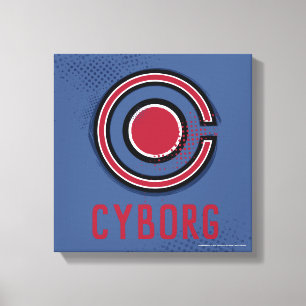 Justice League   Brush & Halftone Cyborg Symbol Canvas Print