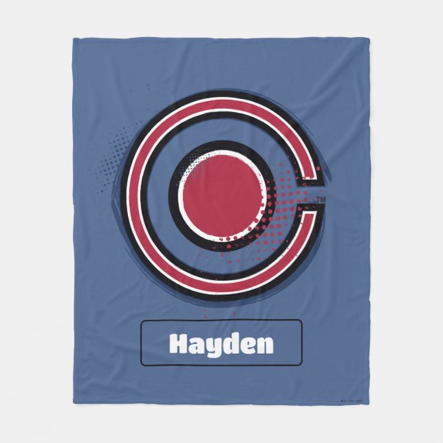 Justice League | Brush & Halftone Cyborg Symbol Fleece Blanket (Front)