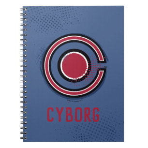 Justice League   Brush & Halftone Cyborg Symbol Spiral Notebook