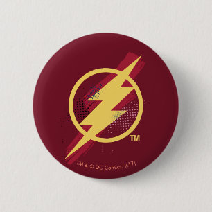 Justice League Brush & Halftone Flash Symbol 6 Cm Round Badge