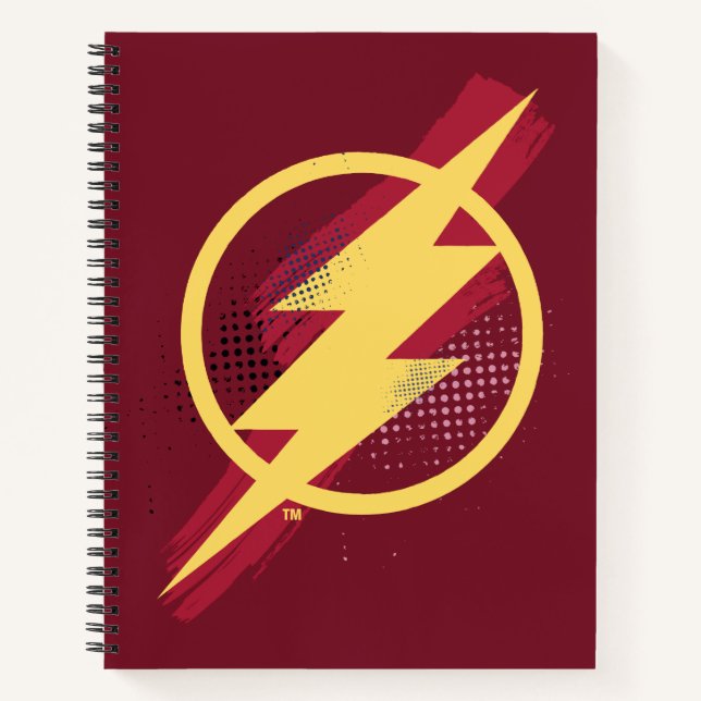 Justice League | Brush & Halftone Flash Symbol Notebook (Front)