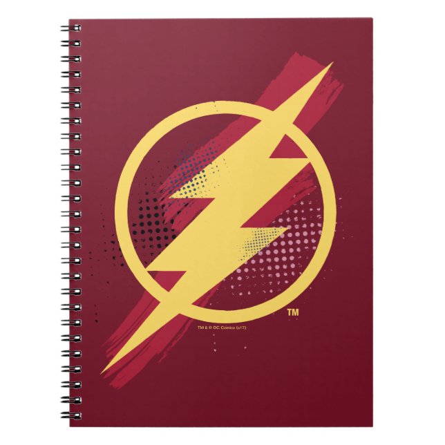 Justice League | Brush & Halftone Flash Symbol Spiral Notebook (Front)
