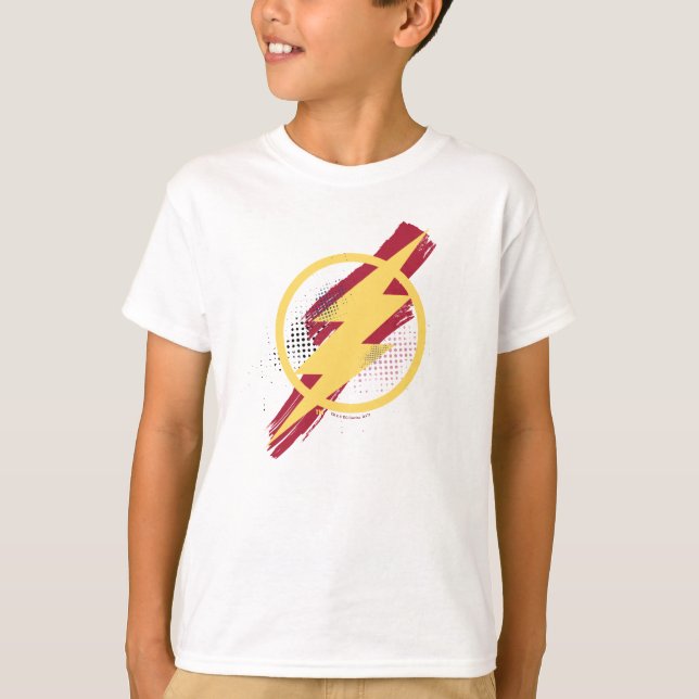 Justice League | Brush & Halftone Flash Symbol T-Shirt (Front)